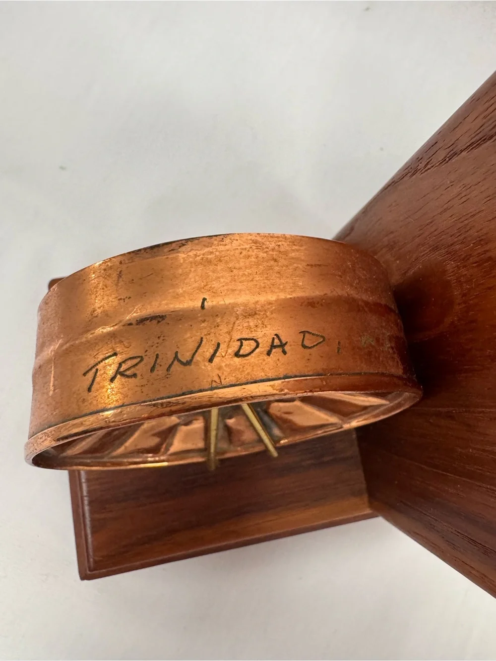 Handcrafted Copper & Wood Bookends - Brown Copper Accent Trinidad